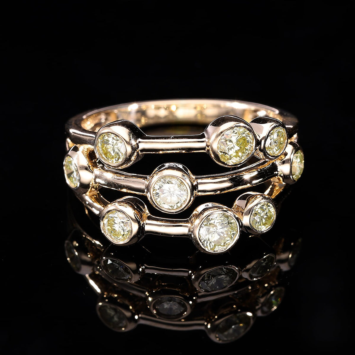 Designer Inspired -14K Yellow Gold SGL Certified Natural Yellow Diamond (I1-I2) Bubble Ring 1.00 Ct. 7666248 4