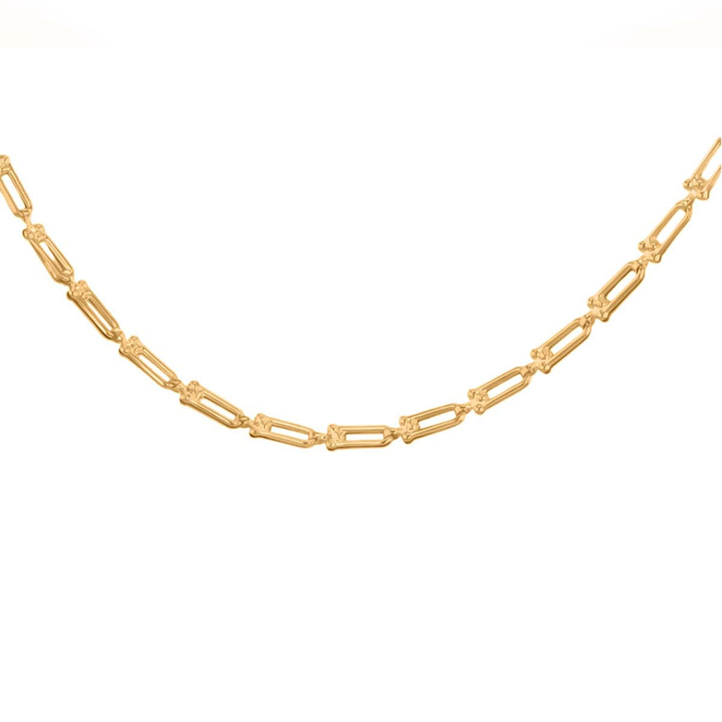 9K Yellow Gold Industrial Link Necklace (Size - 18) with Lobster Clasp