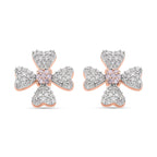 Designer Inspired - 9K Rose Gold Pink Diamond & White Diamond Clove Earrings 0.52 Ct