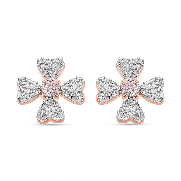 Designer Inspired - 9K Rose Gold Pink Diamond &amp; White Diamond Clove Earrings 0.52 Ct 7652312 1