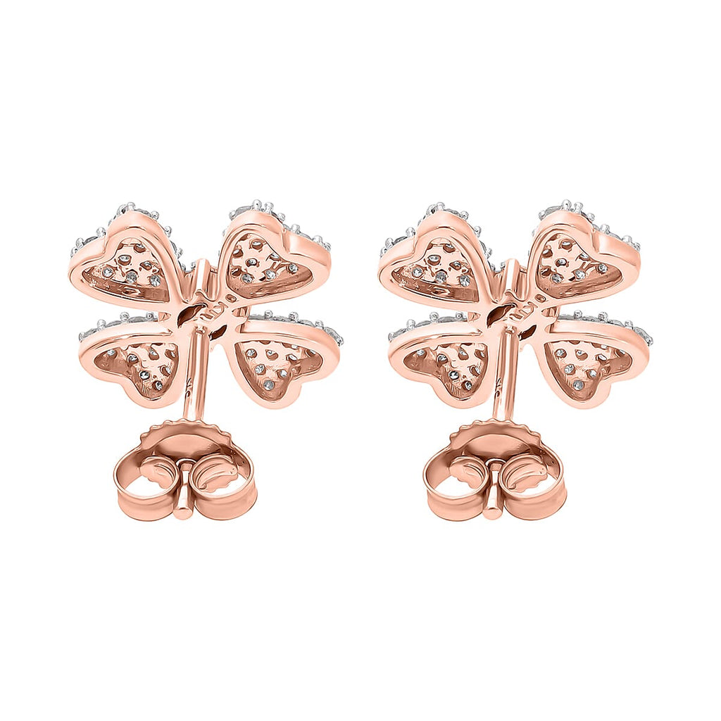 Designer Inspired - 9K Rose Gold Pink Diamond & White Diamond Clove Earrings 0.52 Ct