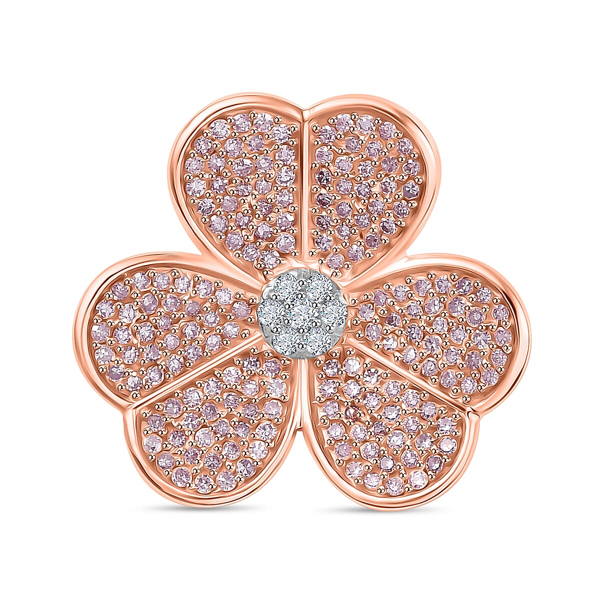 Designer Inspired - 9K Rose Gold SGL Certified Natural Pink and White Diamond Pendant 0.55 Ct. 8061374 0