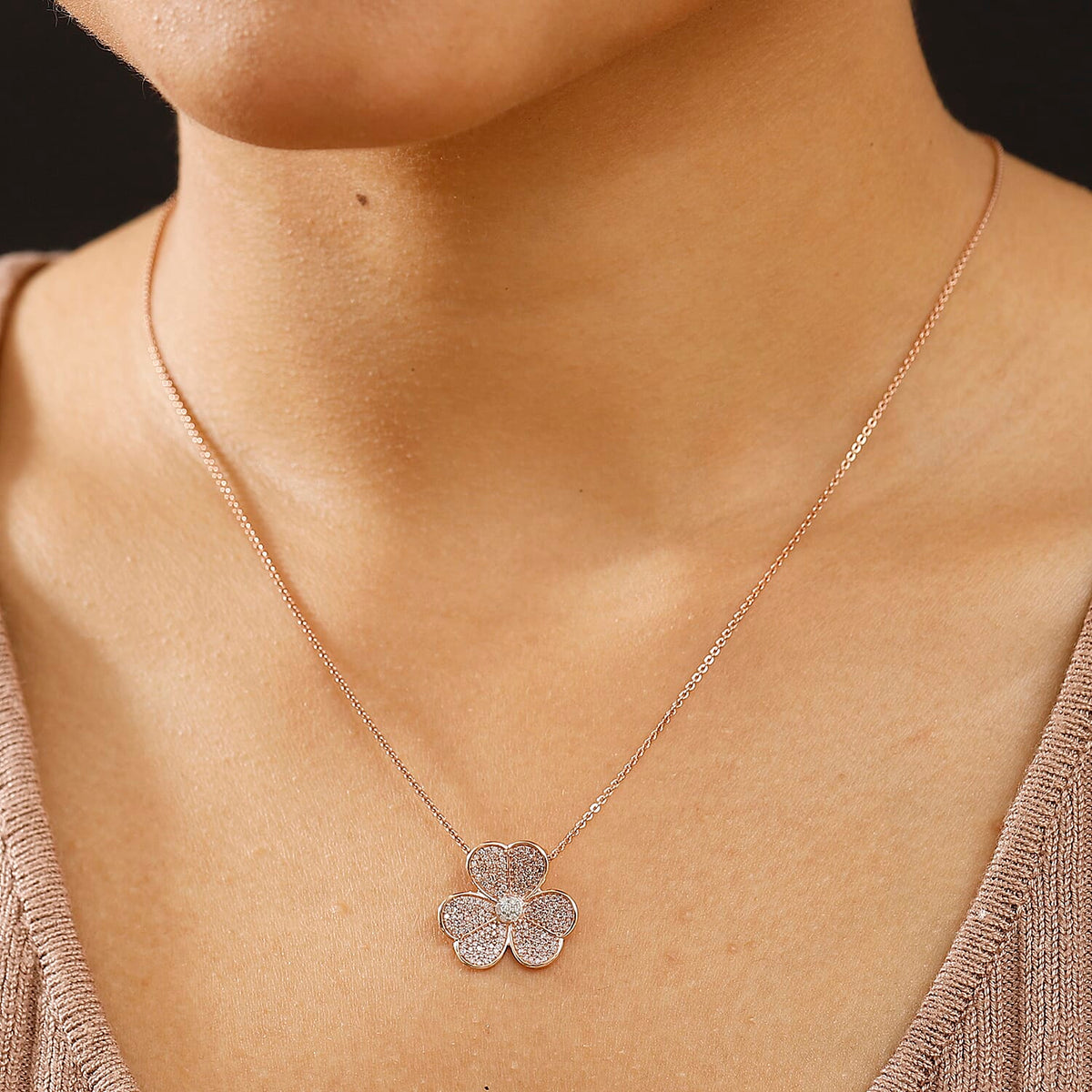 Designer Inspired - 9K Rose Gold SGL Certified Natural Pink and White Diamond Pendant 0.55 Ct. 8061374 2