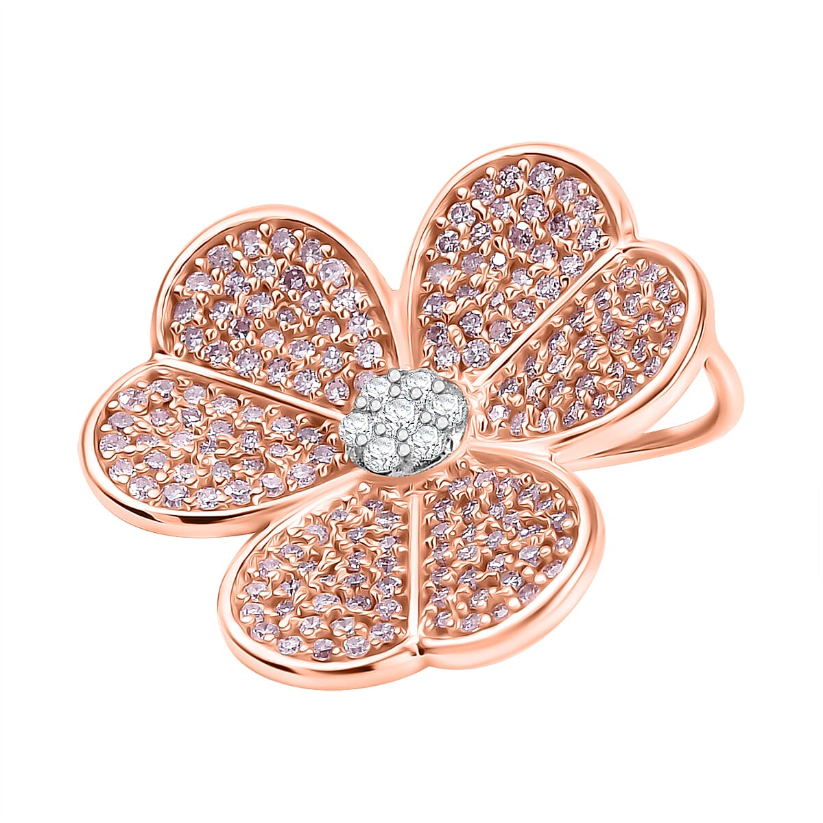 Designer Inspired - 9K Rose Gold SGL Certified Natural Pink and White Diamond Pendant 0.55 Ct. 8061374 3