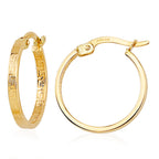 Designer Inspired - 9K Yellow Gold Greek Key Earring with Clasp