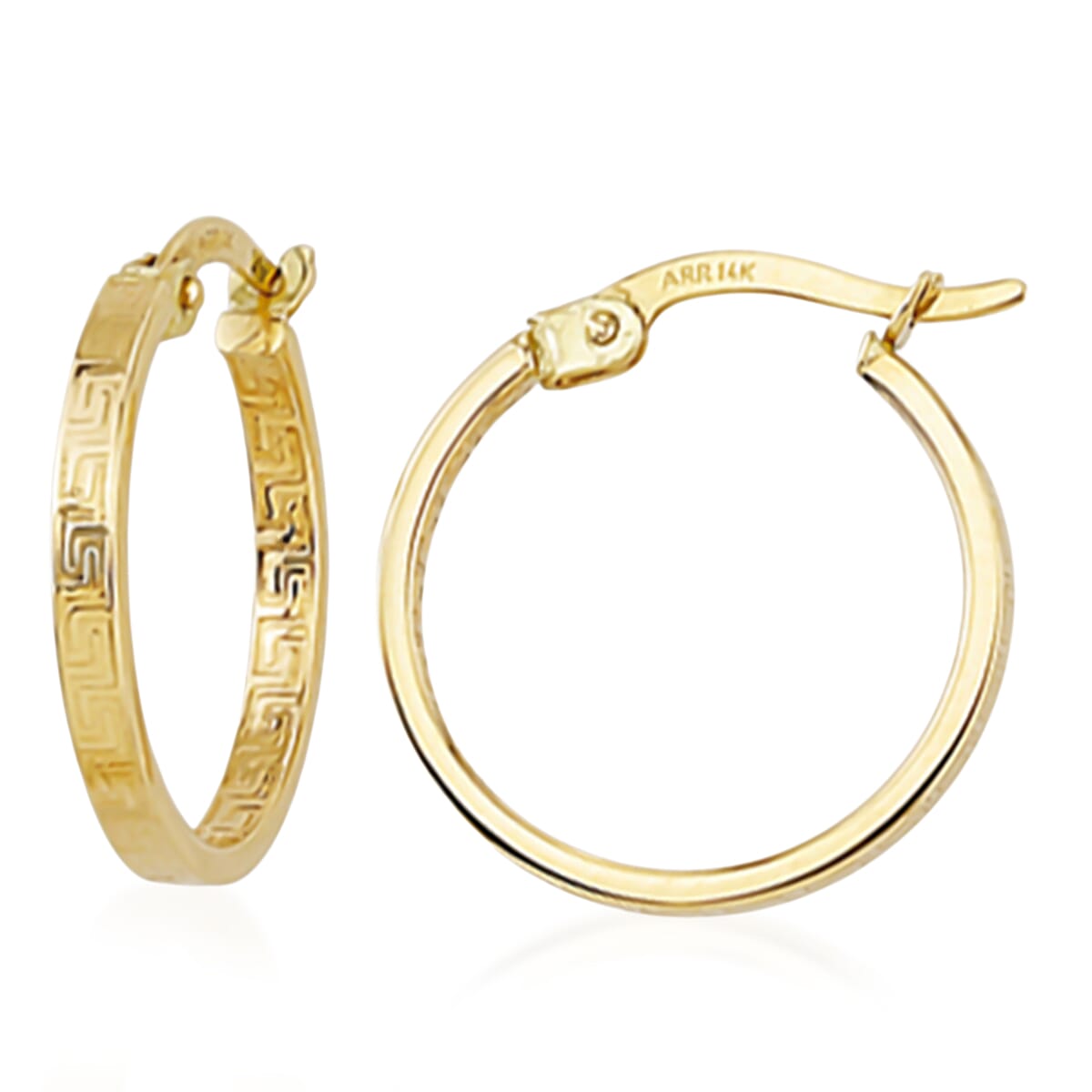 Designer Inspired - 9K Yellow Gold Greek Key Earring with Clasp 8280951 0