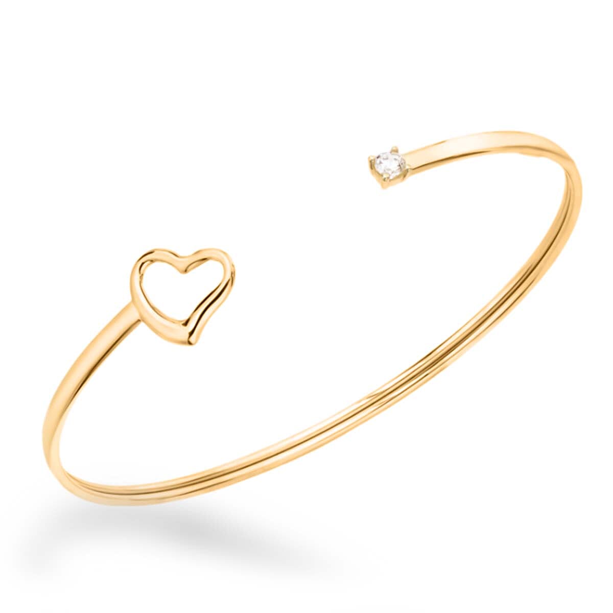 Designer Inspired - 9K Yellow Gold Heart Flexi Torque Cuff Bangle (Size 7-7.5-8) 8055248 0