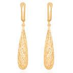 Designer Inspired - 9K Yellow Gold Long Drop Earring with Clasp
