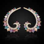 Designer Inspired - Austrian Multi Colour Crystal Climber Earrings with Push Back in Yellow Tone