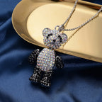 Designer Inspired - Black & White Cubic Zirconia Teddy Pendant with Chain 35.0ct