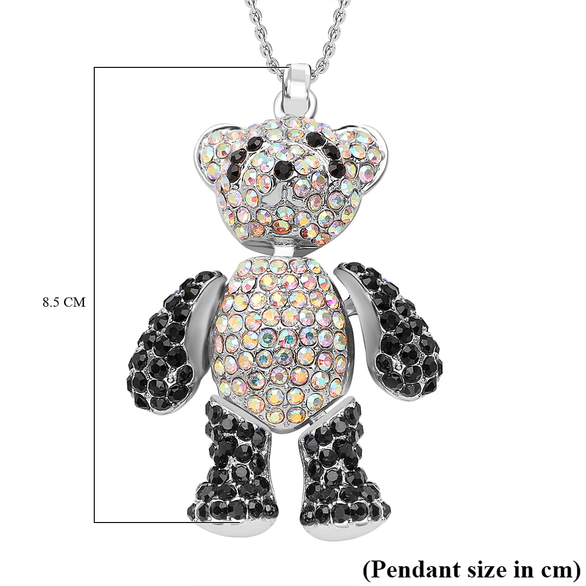 Designer Inspired - Black &amp; White Cubic Zirconia Teddy Pendant with Chain 35.0ct 4053292 8