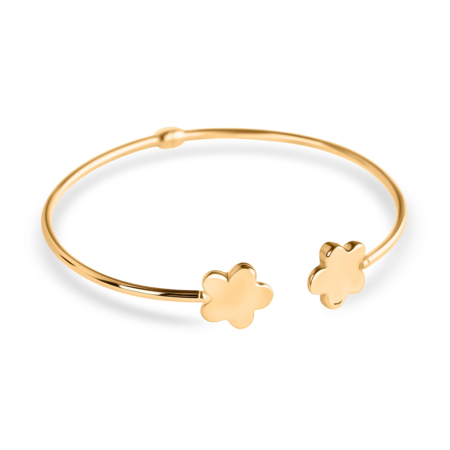 Closeout Deal - 9K Yellow Gold Openable Clover Bangle 7 Inch 8157405 0