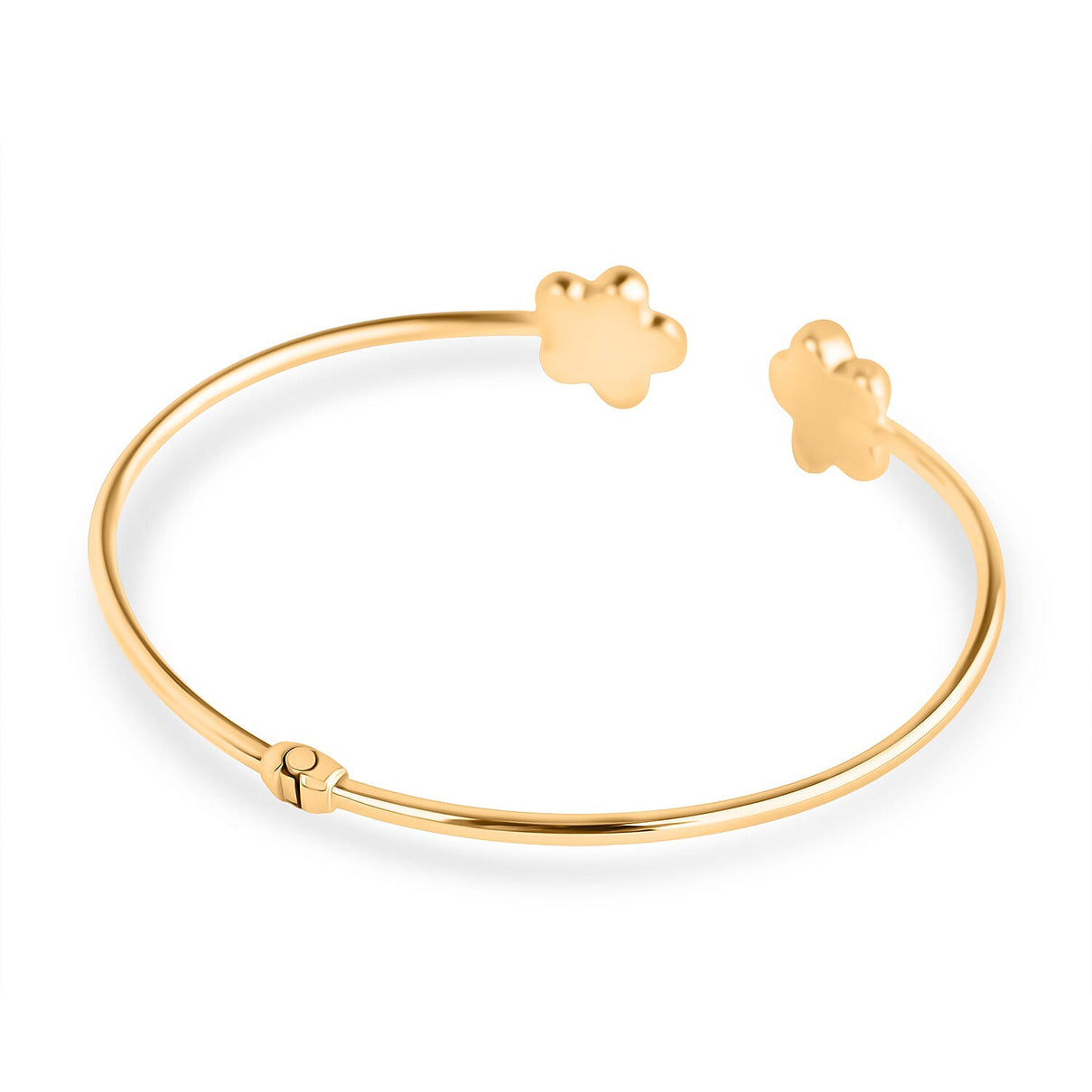 Closeout Deal - 9K Yellow Gold Openable Clover Bangle 7 Inch 8157405 3