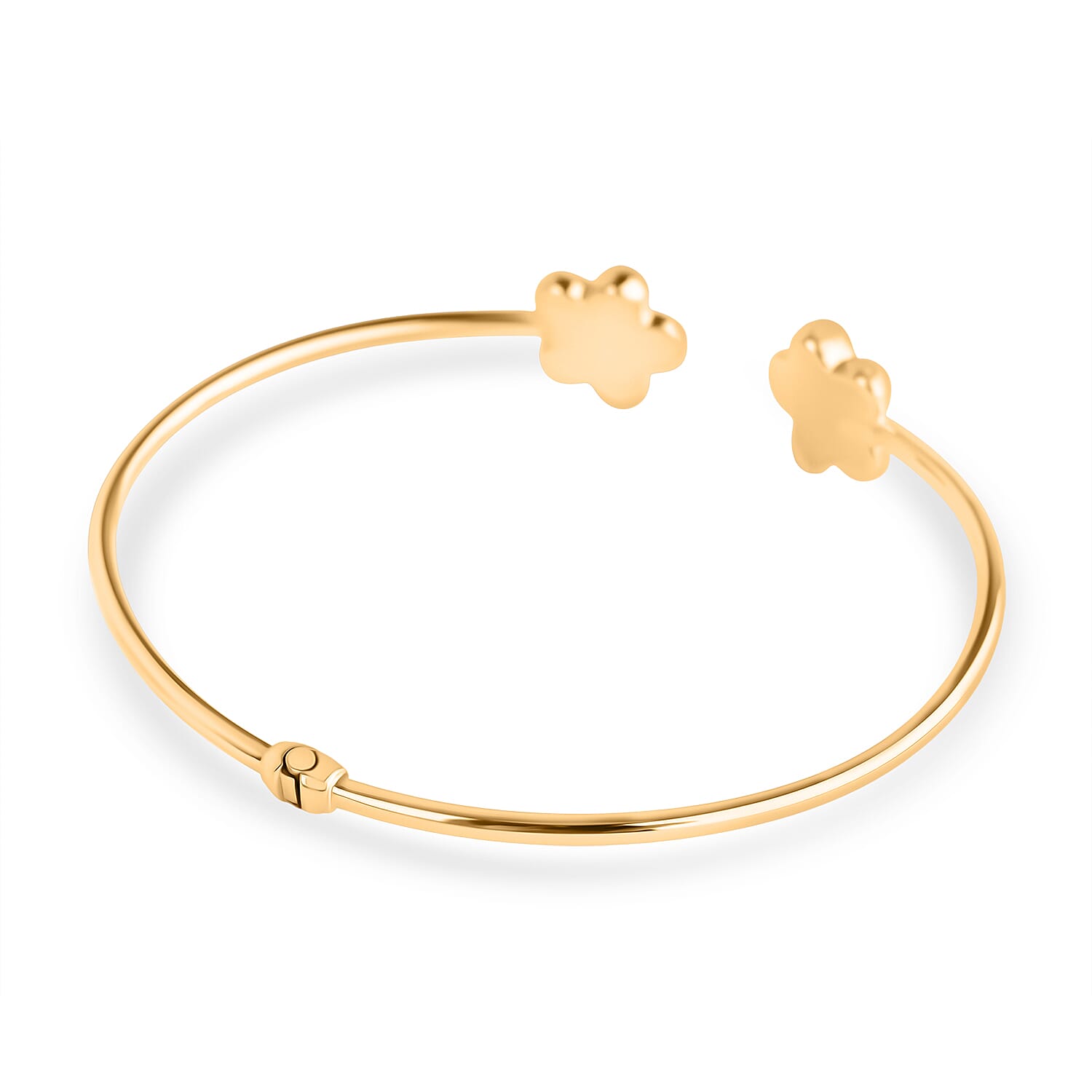 Closeout Deal - 9K Yellow Gold Openable Clover Bangle 7 Inch 8157405 3