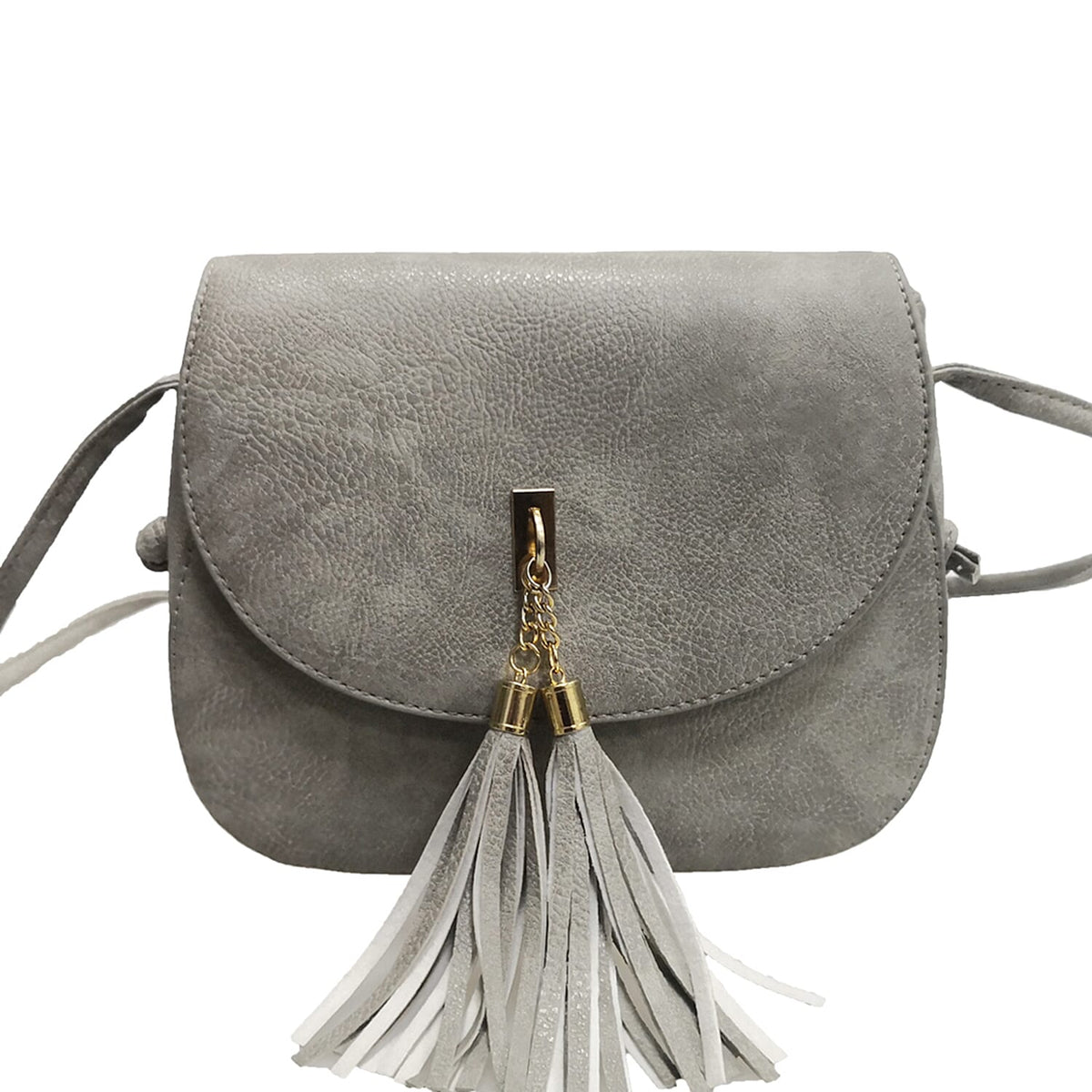 Designer Inspired - Crossbody Bag with Tassel and Shoulder Strap - Grey 7166086 0