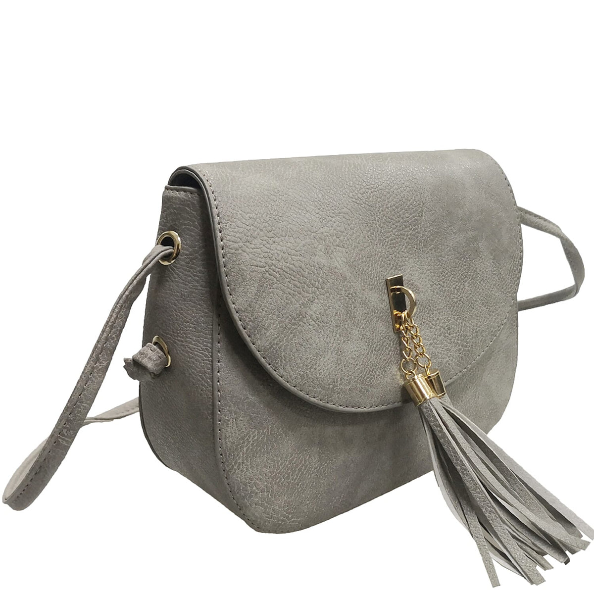 Designer Inspired - Crossbody Bag with Tassel and Shoulder Strap - Grey 7166086 4