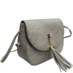 Designer Inspired Crossbody Bag with Tassel and Shoulder Strap (Size 23x18x8 Cm) - Grey