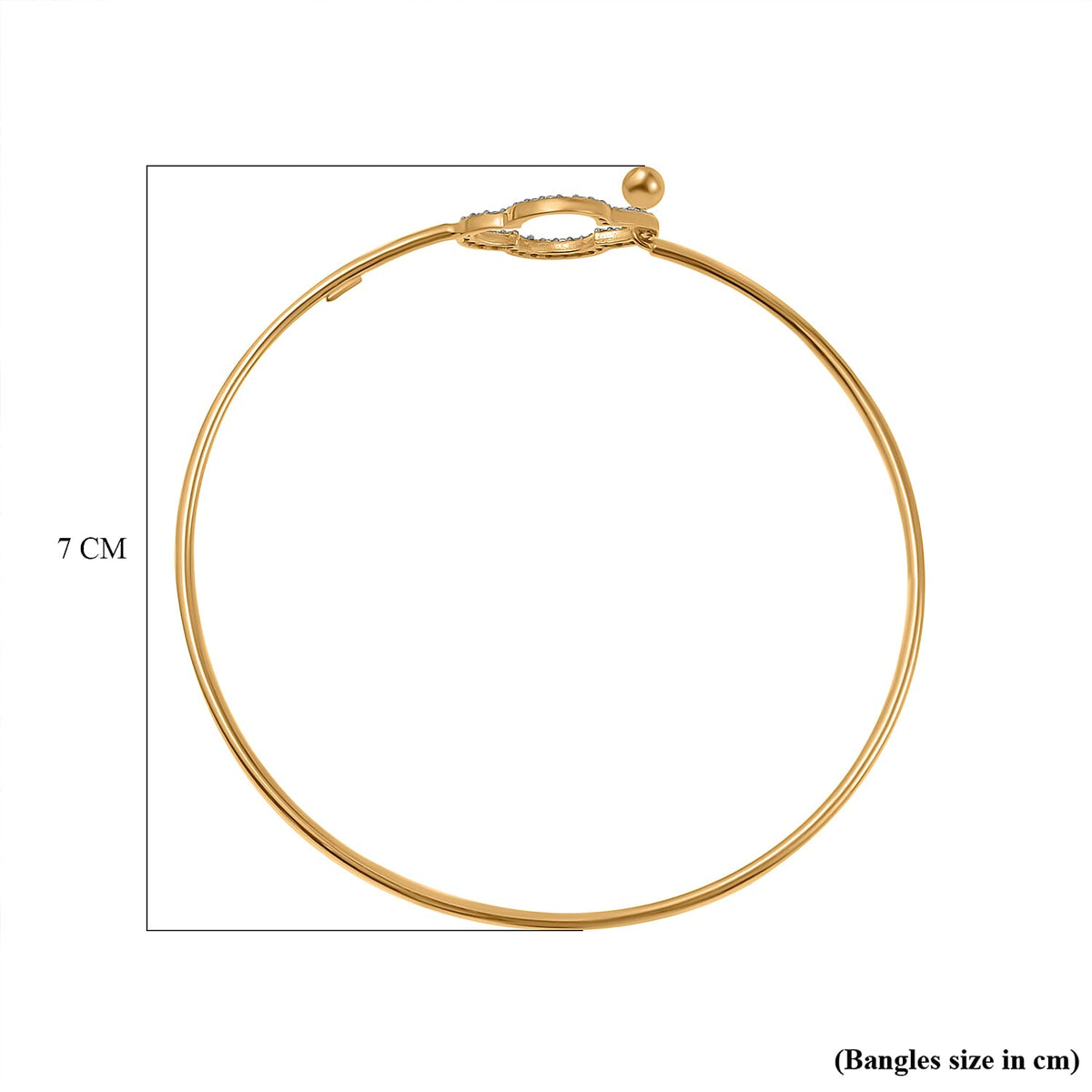 NY Closeout - Zirconia Clover Bangle in 18K Vermeil Yellow Gold Plated Sterling Silver (Size - 7.5) 7680161 5