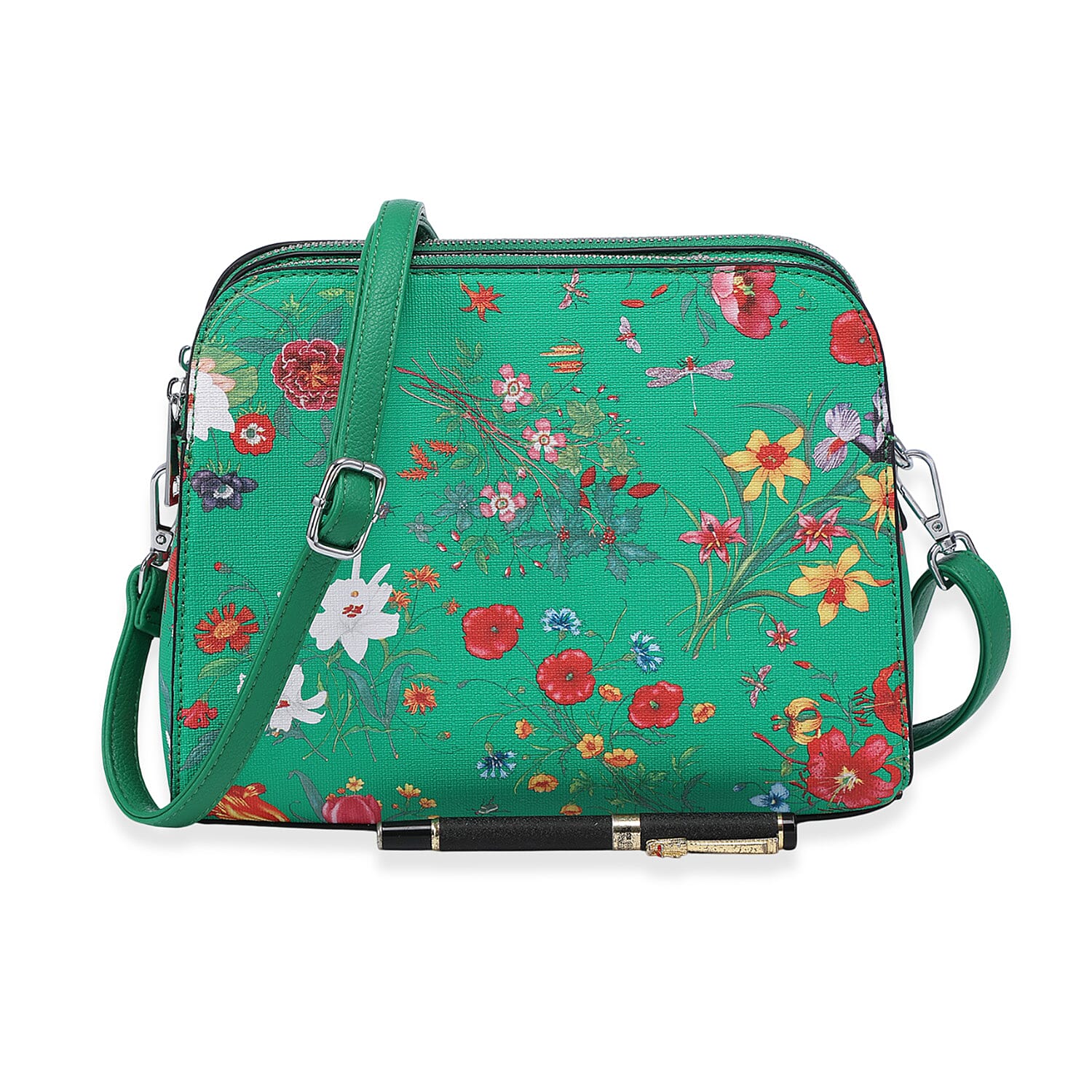 House Of Milano Floral Print Double Pocket Crossbody Bag - Green 8122732 0