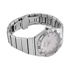 Designer Inspired - GENOA TIME V2 Japanese Movt. Crystal Studded White Dial Watch with Stainless Steel Chain Strap - Silver