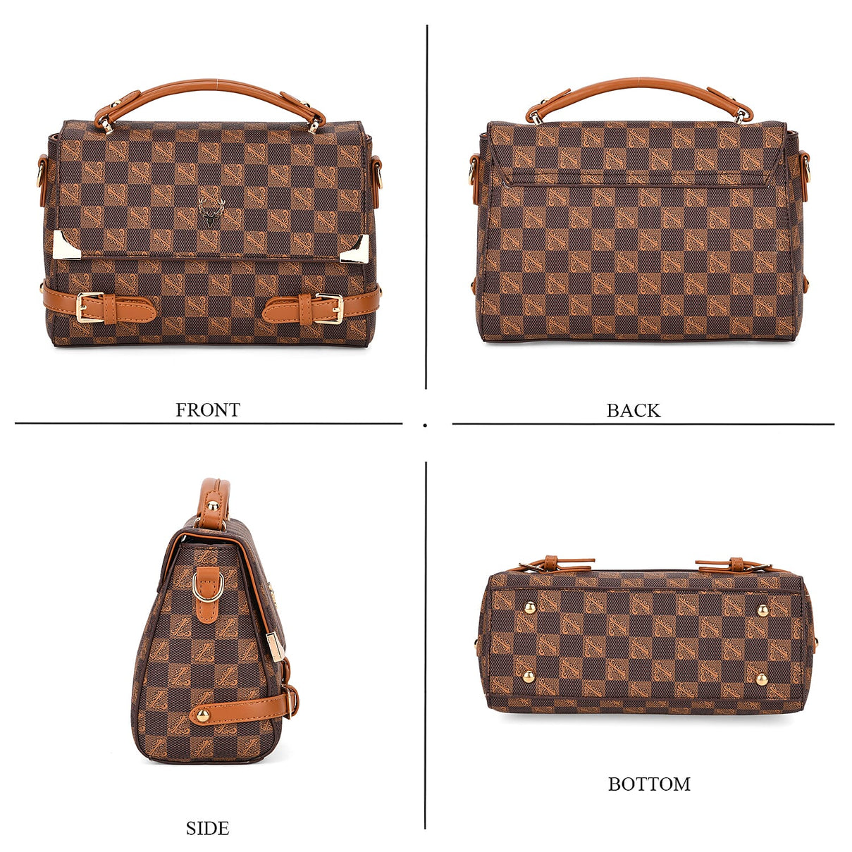 Designer-Inspired Geometric Pattern Sling Handbag - Light Brown 8202819 4