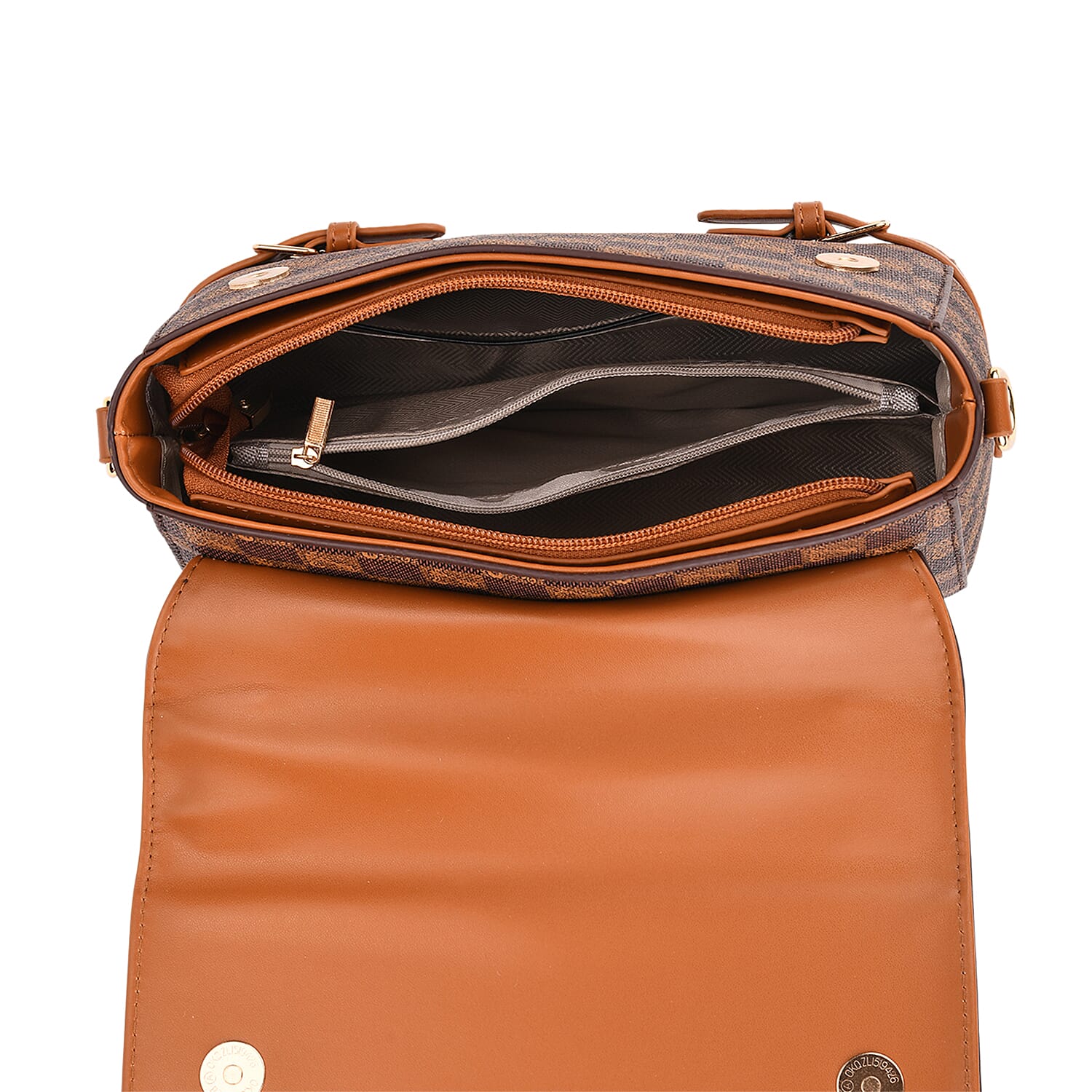 Designer-Inspired Geometric Pattern Sling Handbag - Light Brown 8202819 5