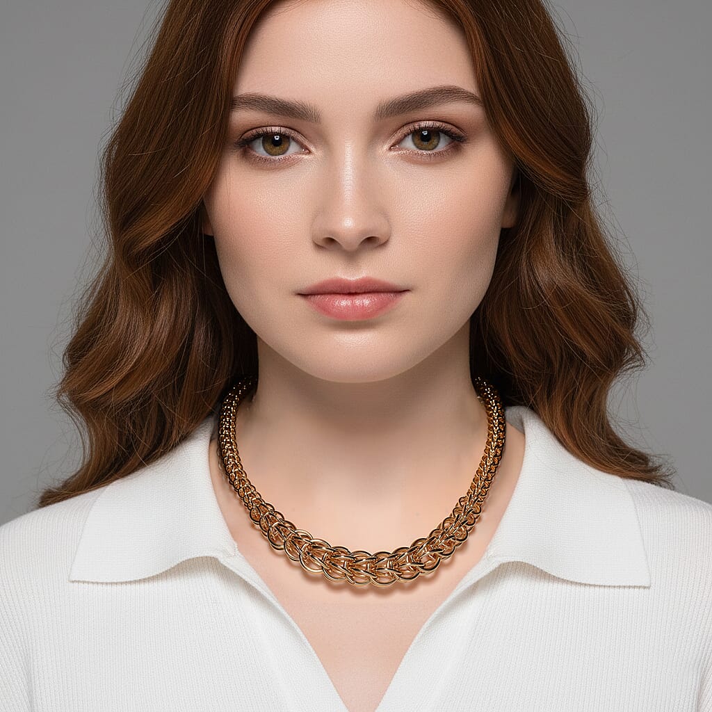 Designer Inspired Graduated Fancy Necklace (Size - 18-2) with Lobster Clasp in Gold Tone 8306315 3