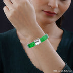 Designer Inspired - Green Jade Bangle (Size 7.5) in Rhodium Overlay Sterling Silver 270.00 Ct.