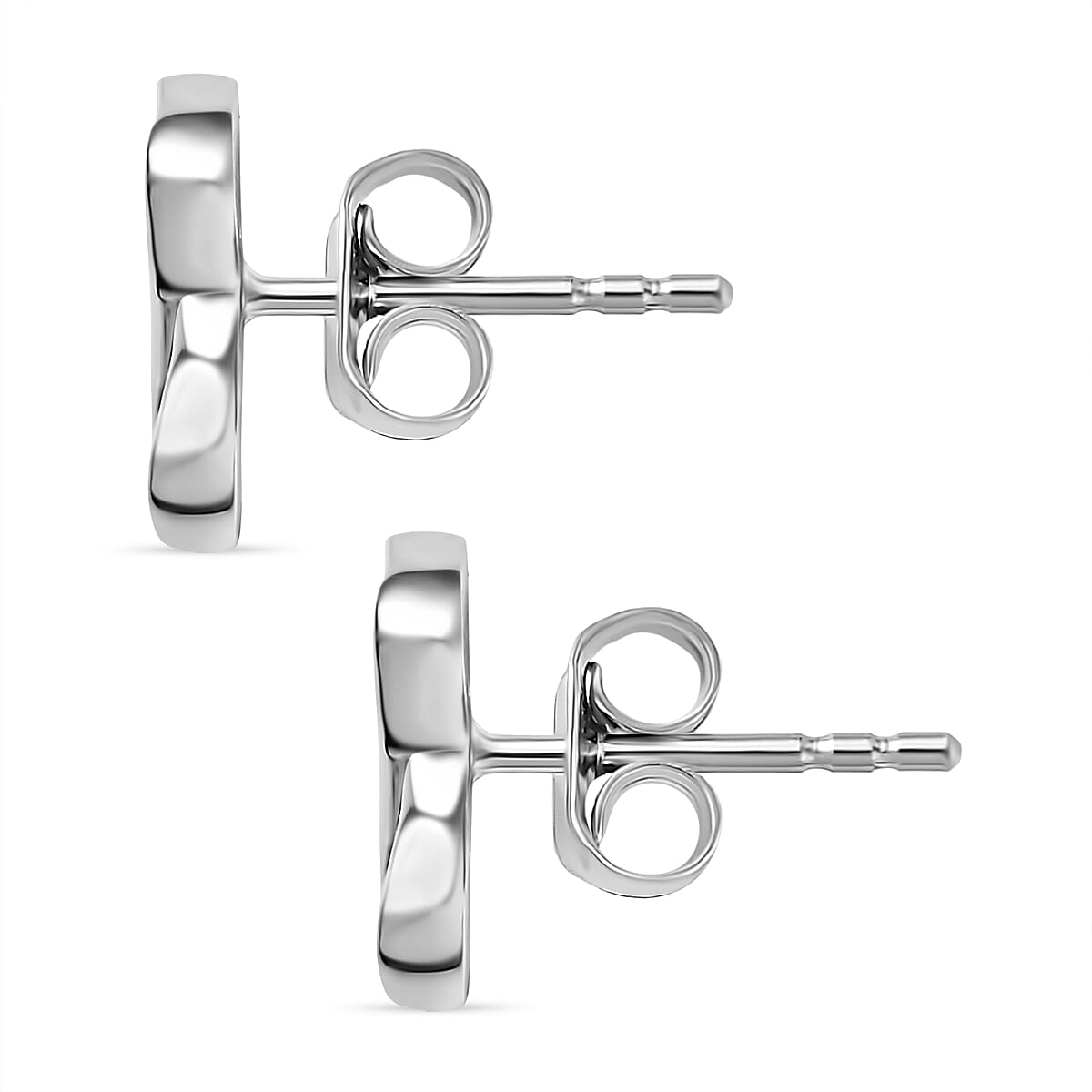 Designer Inspired - Infinity Stud Push Back Earring in Rhodium Overlay Sterling Silver 8107259 7