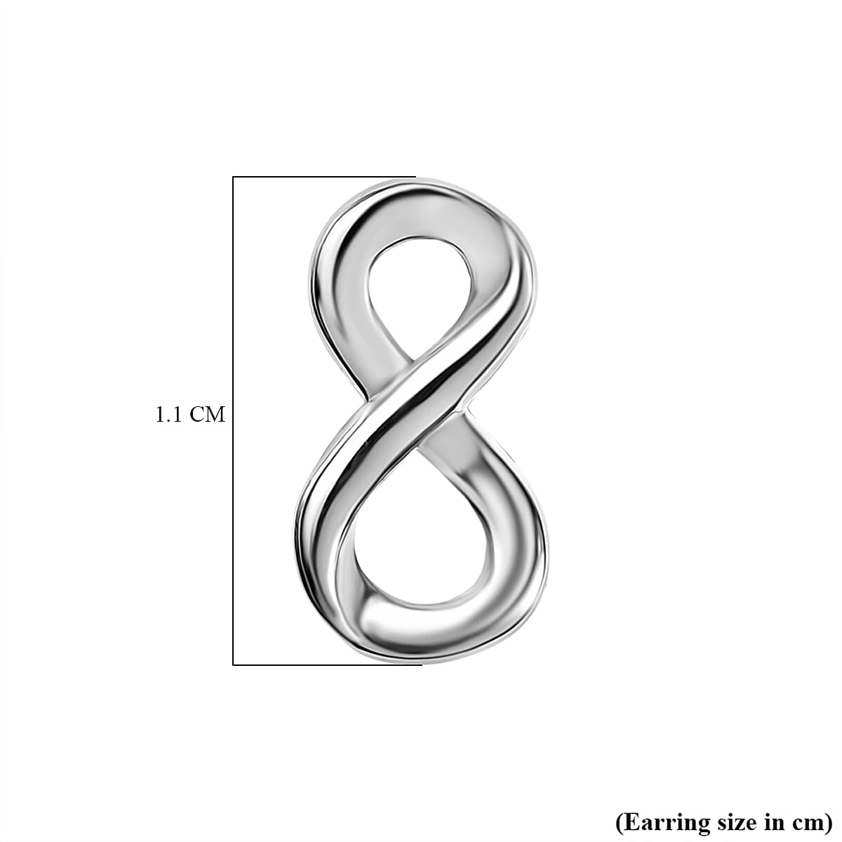 Designer Inspired - Infinity Stud Push Back Earring in Rhodium Overlay Sterling Silver 8107259 9