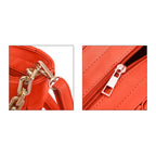 Designer Inspired - Intreccio Crossbody Handbag with Metallic Chain Handle Drop - Orange
