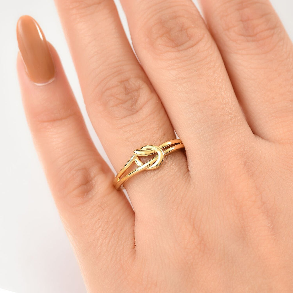 Designer Inspired Knot Ring in Yellow Gold Plated Sterling Silver