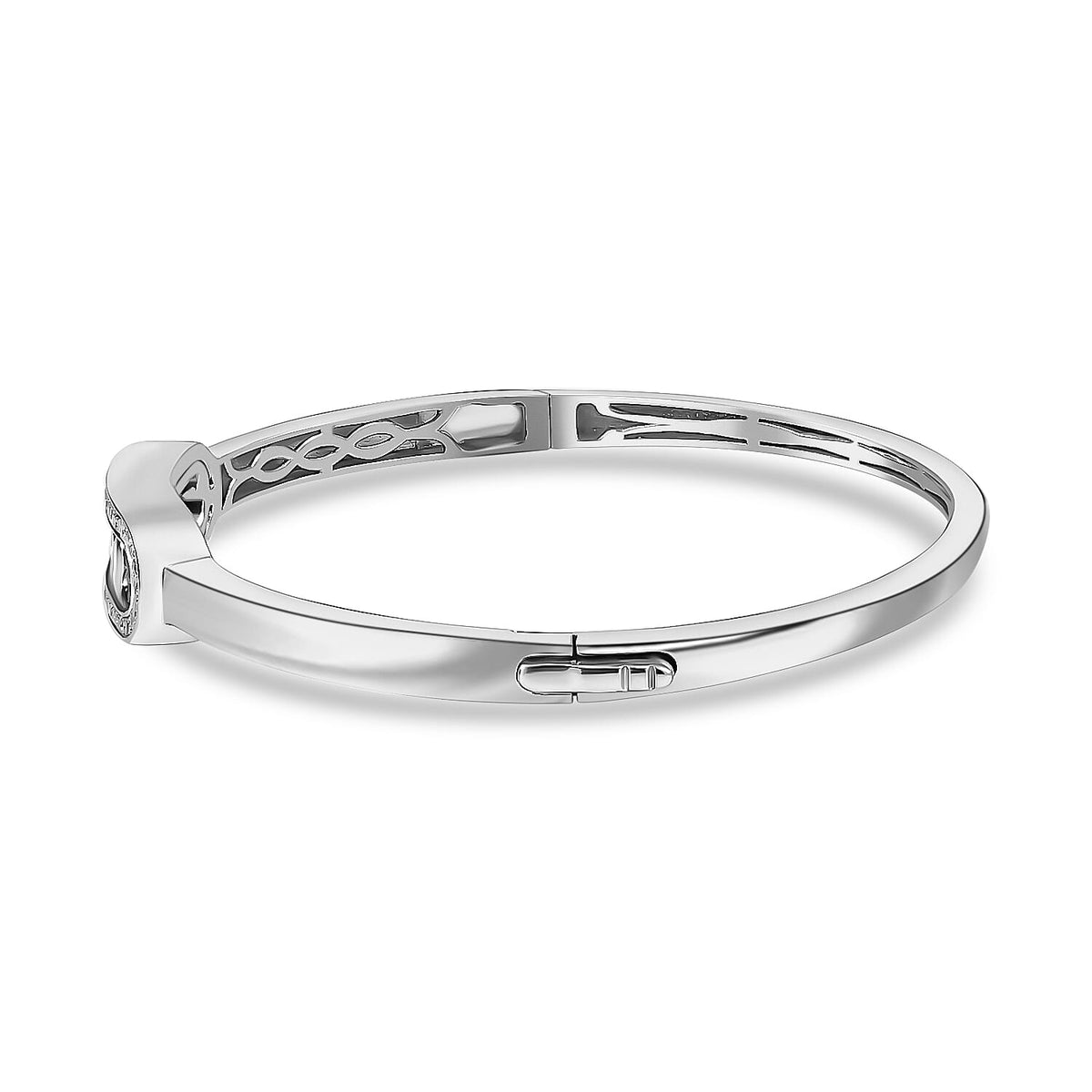 LUXURIANT Lab Grown Diamond Openable Bangle in Rhodium Overlay Sterling Silver 8057443 4
