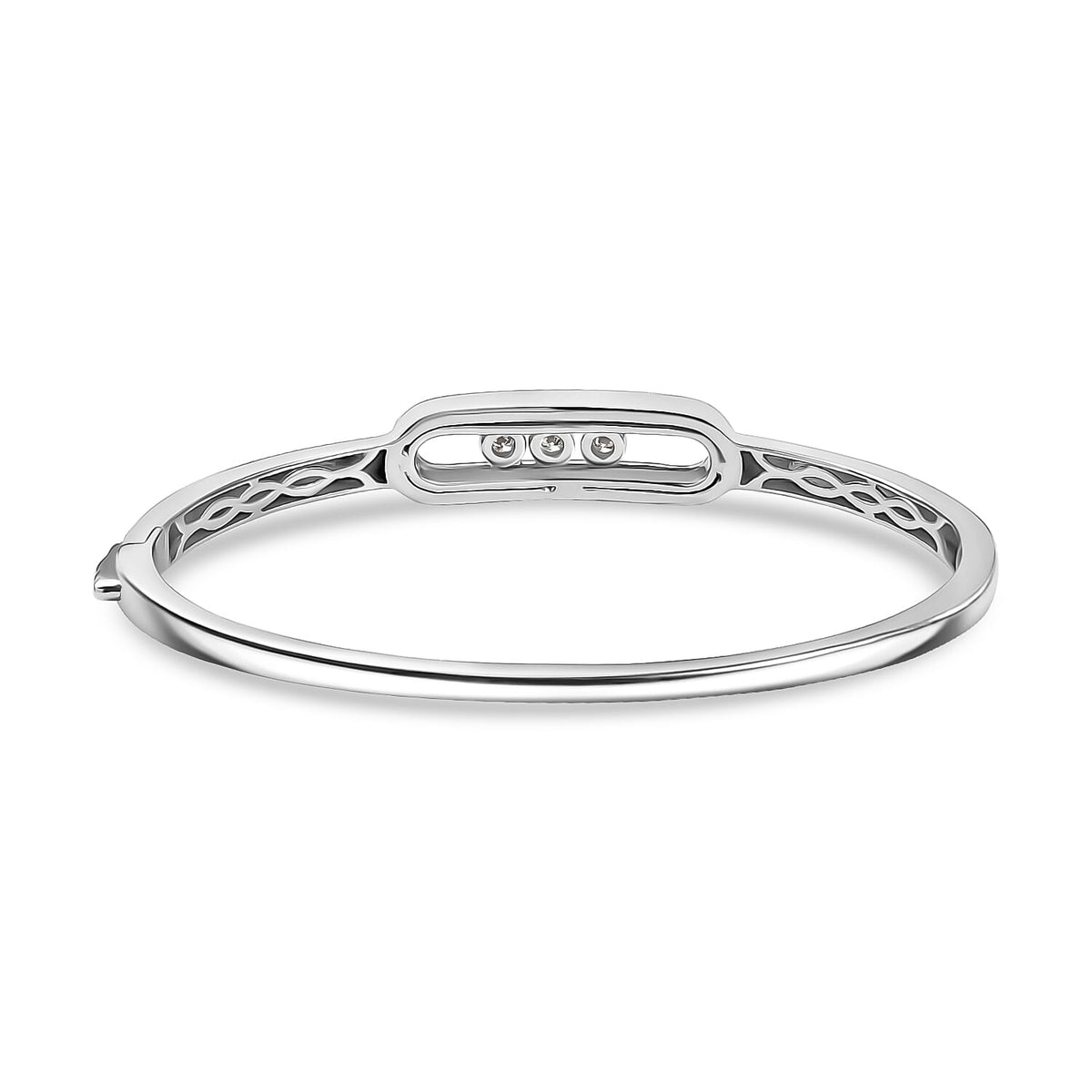 LUXURIANT Lab Grown Diamond Openable Bangle in Rhodium Overlay Sterling Silver 8057443 5