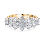 Designer Inspired Moissanite Ballerina Ring in 18K YG PlatingSterling Silver 1.076  Ct.