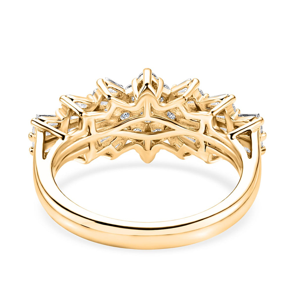 Designer Inspired Moissanite Ballerina Ring in 18K YG PlatingSterling Silver 1.076  Ct.