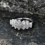 Designer Inspired Moissanite Ballerina Ring in Platinum Overlay Sterling Silver 1.07 Ct.