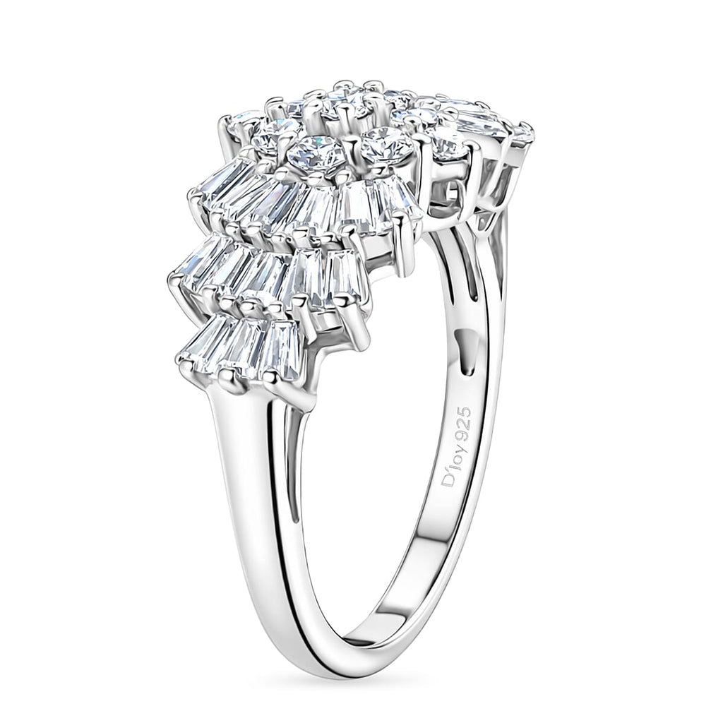 Designer Inspired Moissanite Ballerina Ring in Platinum Overlay Sterling Silver 1.07 Ct.