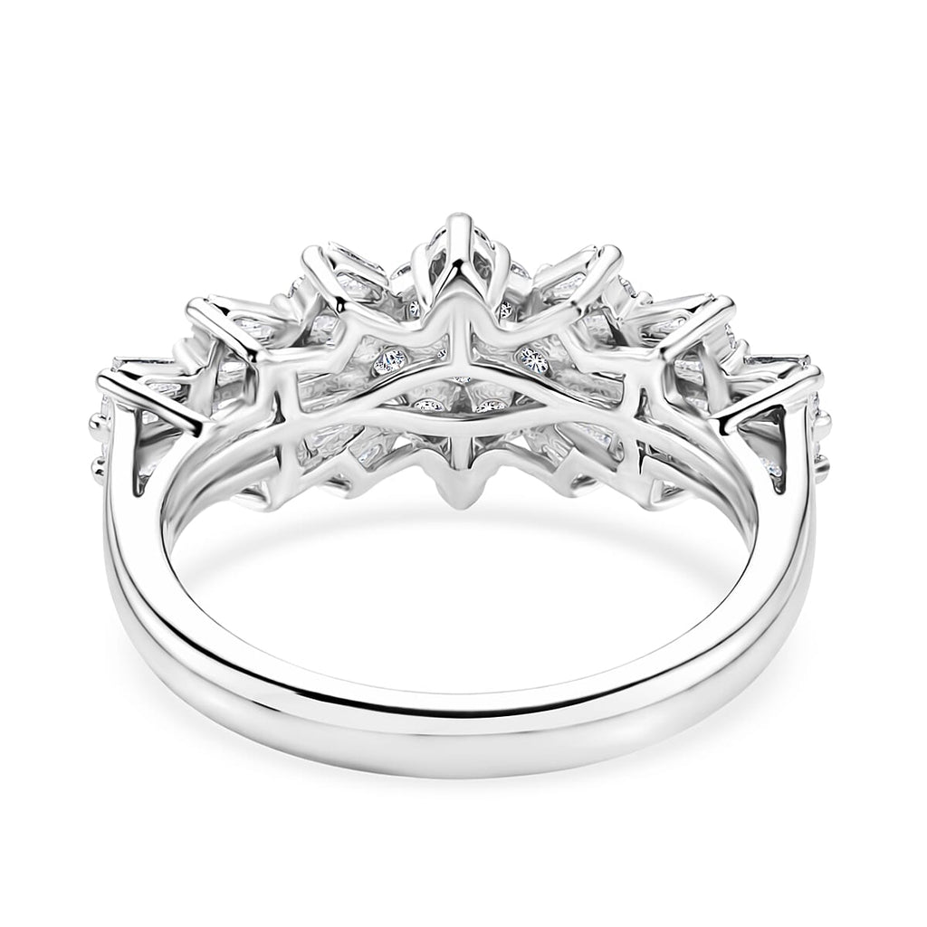 Designer Inspired Moissanite Ballerina Ring in Platinum Overlay Sterling Silver 1.07 Ct.