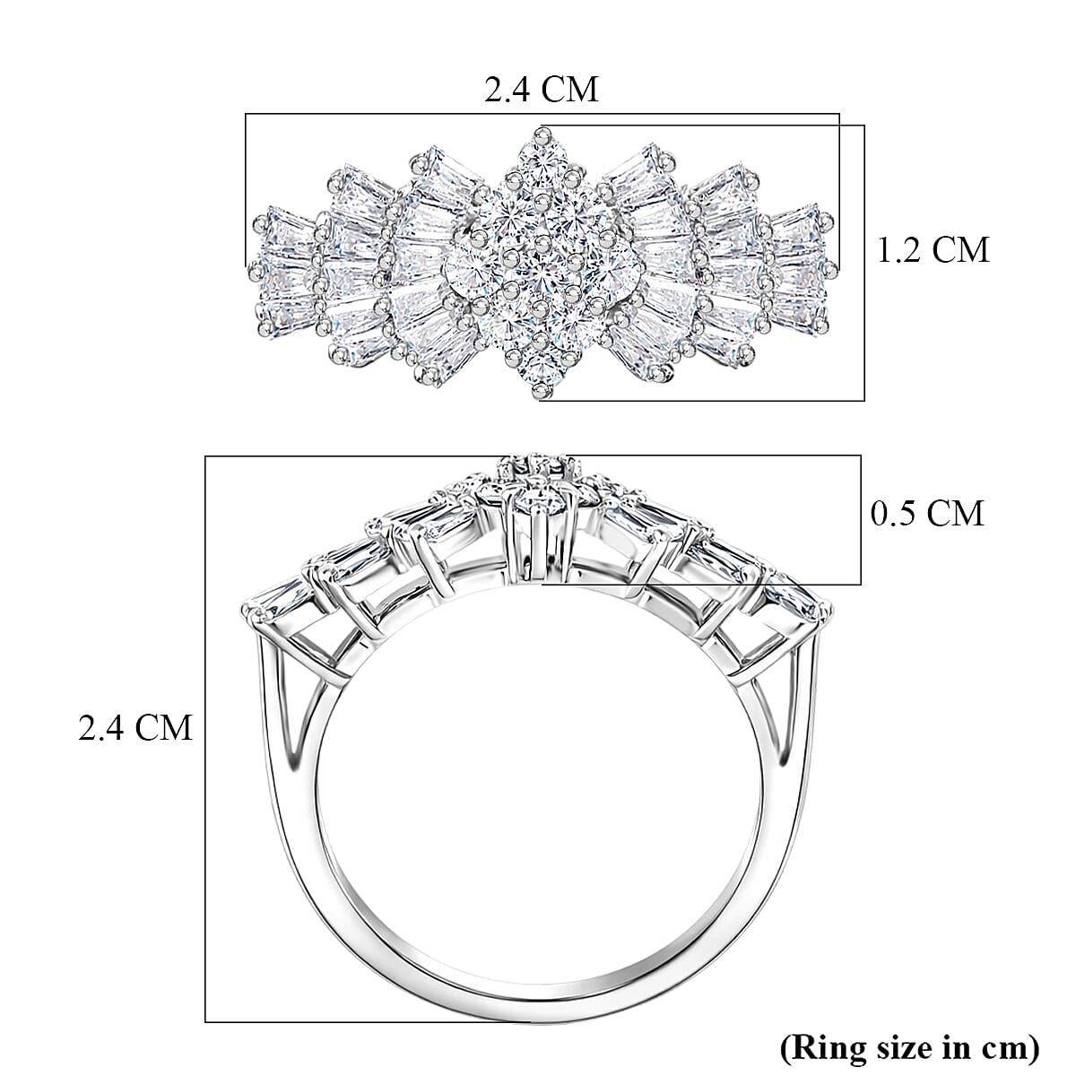 D'Joy Moissanite Ballerina Ring in Platinum Overlay Sterling Silver 1.07 Ct. V32528691 6