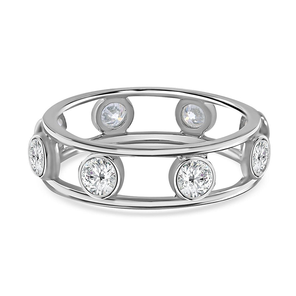 Designer Inspired - Moissanite Ring in Rhodium Overlay Sterling Silver 1.12 Ct.