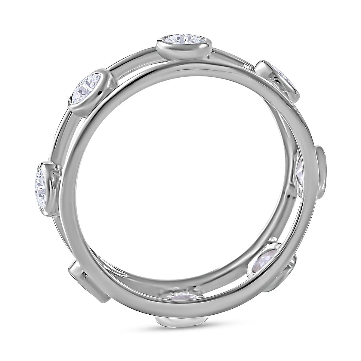 Designer Inspired - Moissanite Ring in Rhodium Overlay Sterling Silver 1.12 Ct. 7550808 4