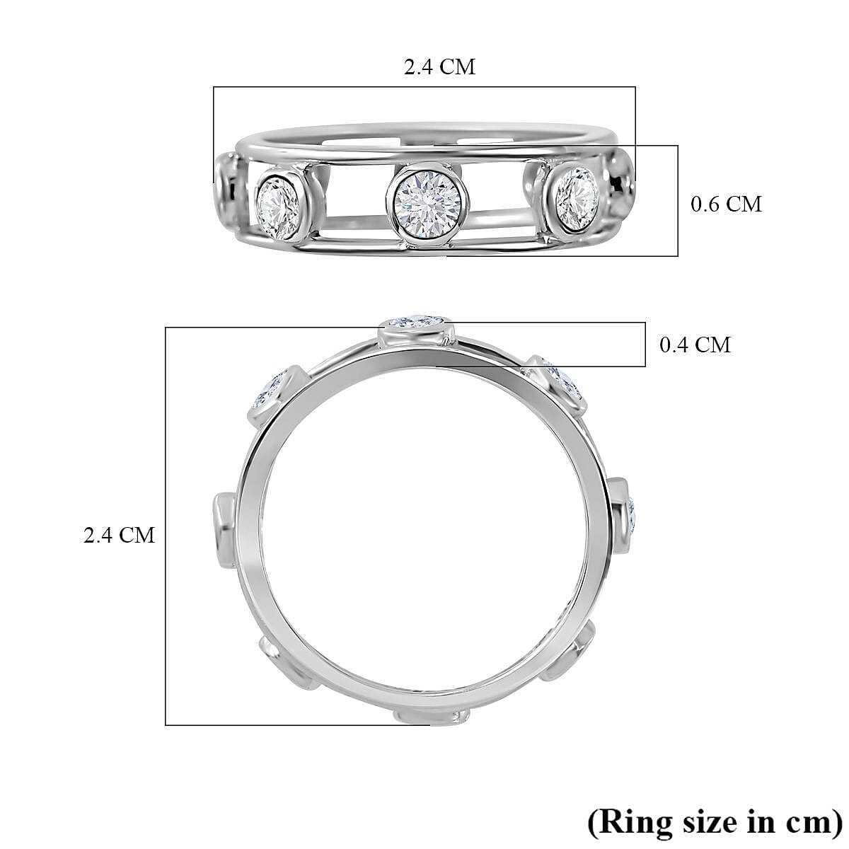 Designer Inspired - Moissanite Ring in Rhodium Overlay Sterling Silver 1.12 Ct. 7550808 5
