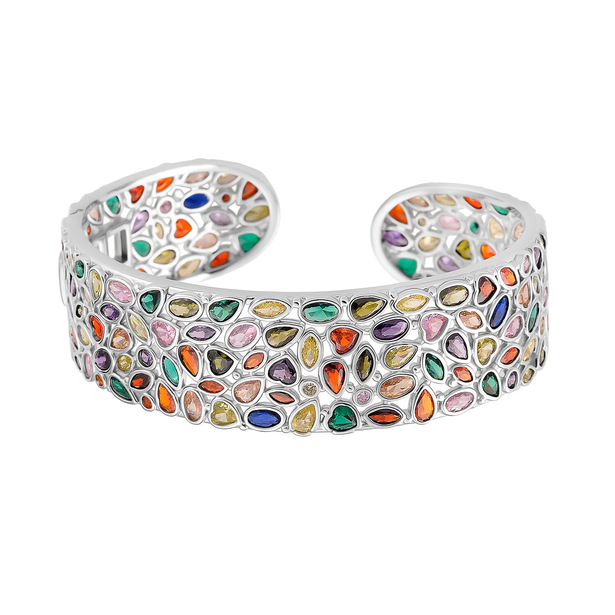 Live From Vegas - Designer Inspired - Multi Color Cubic Zirconia Cuff Bangle (Size - 7.5) V32529290 0