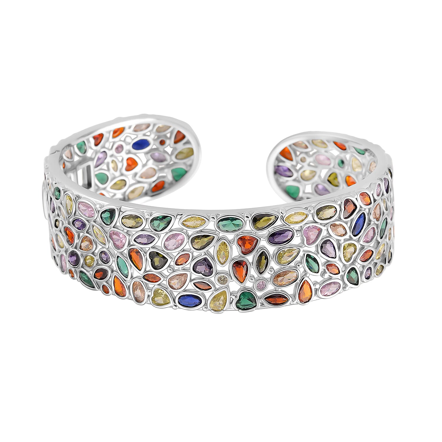 Live From Vegas - Designer Inspired - Multi Color Cubic Zirconia Cuff Bangle (Size - 7.5) V32529290 0