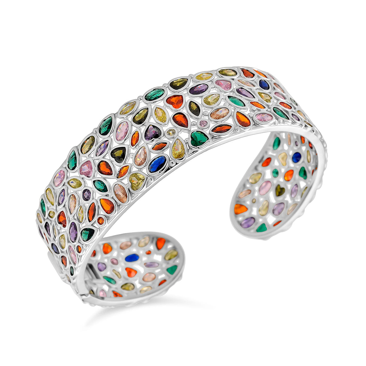 Live From Vegas - Designer Inspired - Multi Color Cubic Zirconia Cuff Bangle (Size - 7.5) V32529290 4