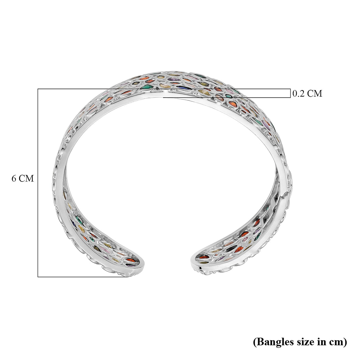 Live From Vegas - Designer Inspired - Multi Color Cubic Zirconia Cuff Bangle (Size - 7.5) V32529290 6