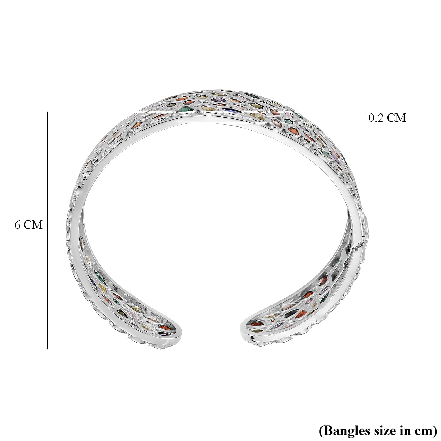 Live From Vegas - Designer Inspired - Multi Color Cubic Zirconia Cuff Bangle (Size - 7.5) V32529290 6