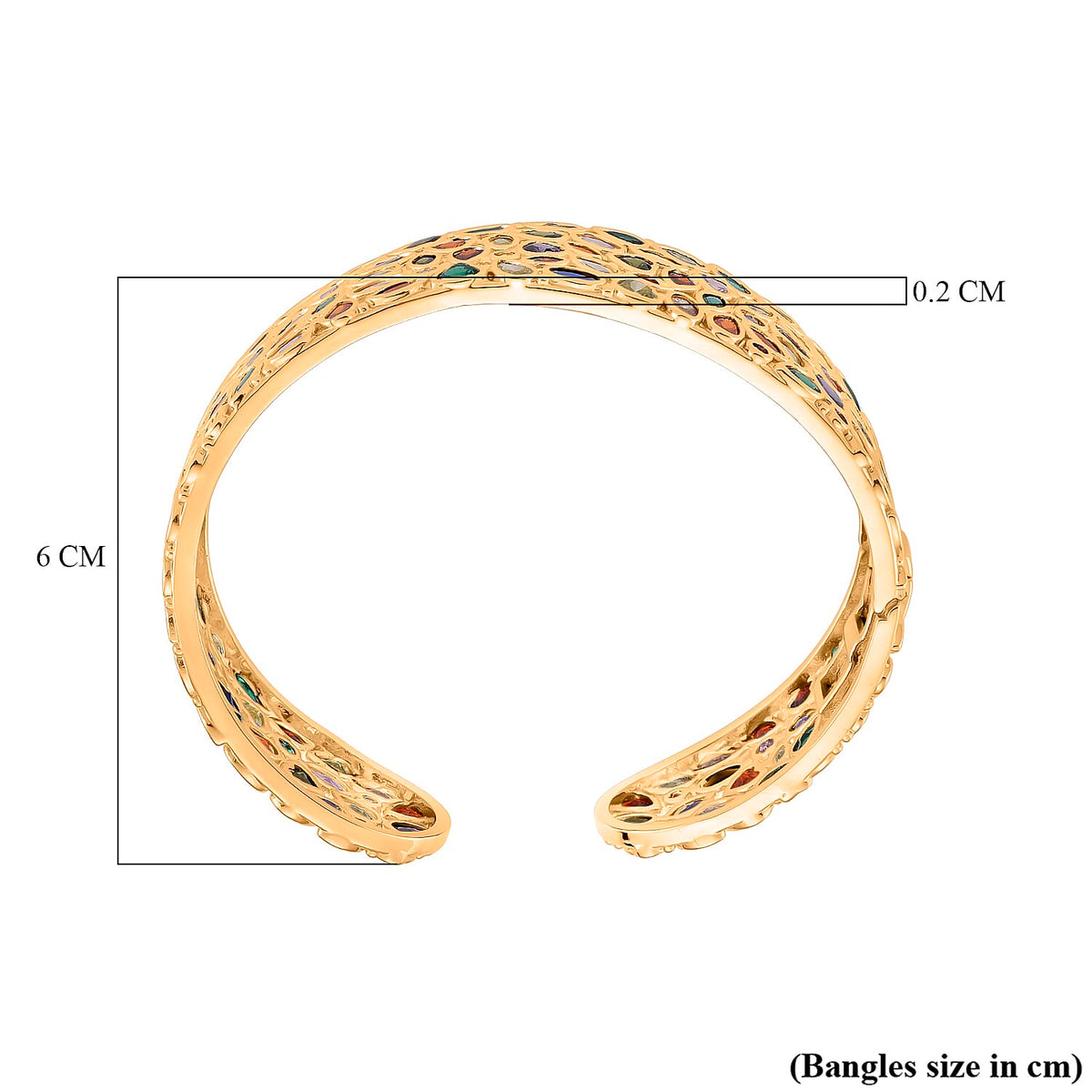 Designer Inspired - Multi Color Cubic Zirconia Cuff Bangle (Size - 7.5) V32514149 6
