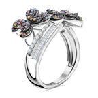 Designer Inspired-Multi Colour Diamond Ring in Platinum Overlay Sterling Silver 1.08 Ct.